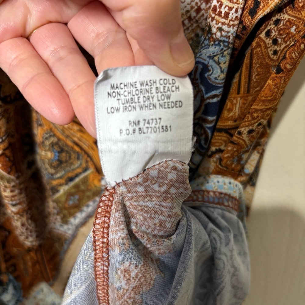 Koret Sleeveless Top Blouse Womens 3X Brown Blue Stretch Modest Tapestry Paisley - Picture 7 of 7